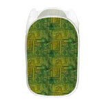 Green And Black African Ethnic Print Mesh Laundry Hamper