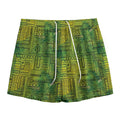 Green And Black African Ethnic Print Mesh Shorts