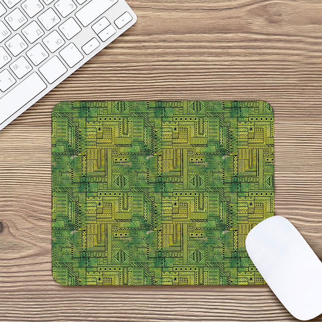 Green And Black African Ethnic Print Mouse Pad
