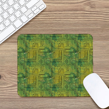 Green And Black African Ethnic Print Mouse Pad