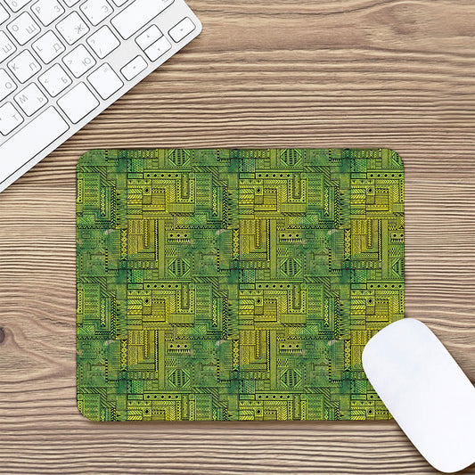 Green And Black African Ethnic Print Mouse Pad