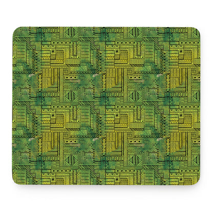 Green And Black African Ethnic Print Mouse Pad
