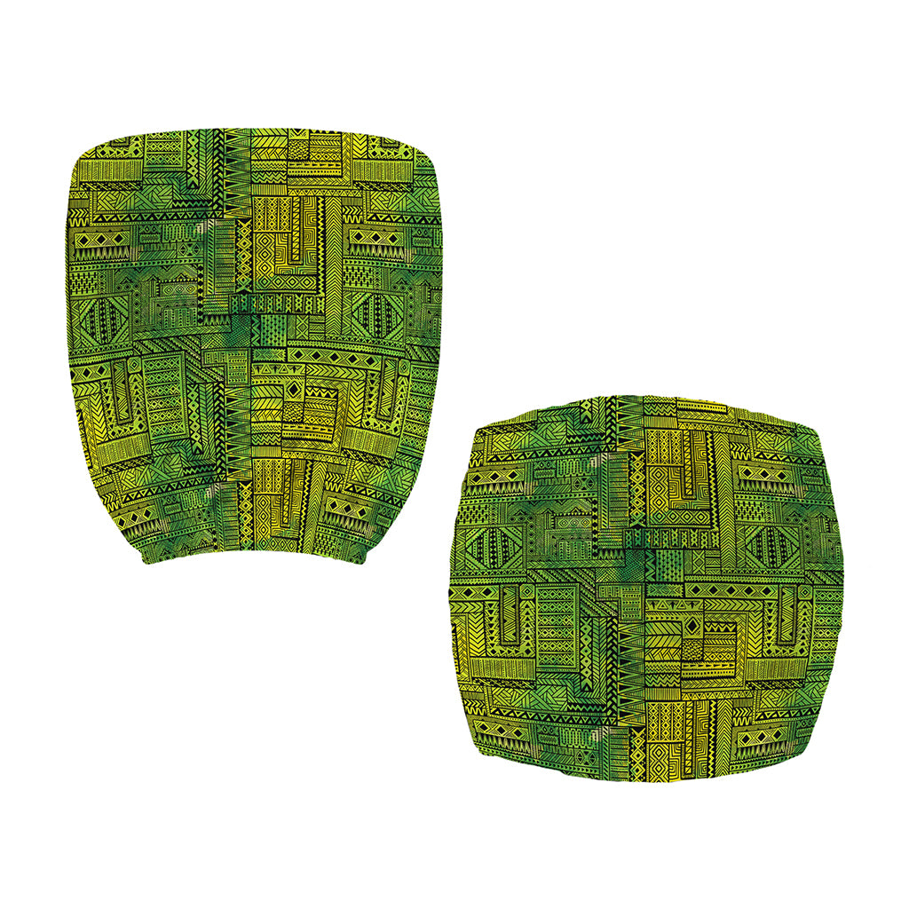 Green And Black African Ethnic Print Office Chair Cover