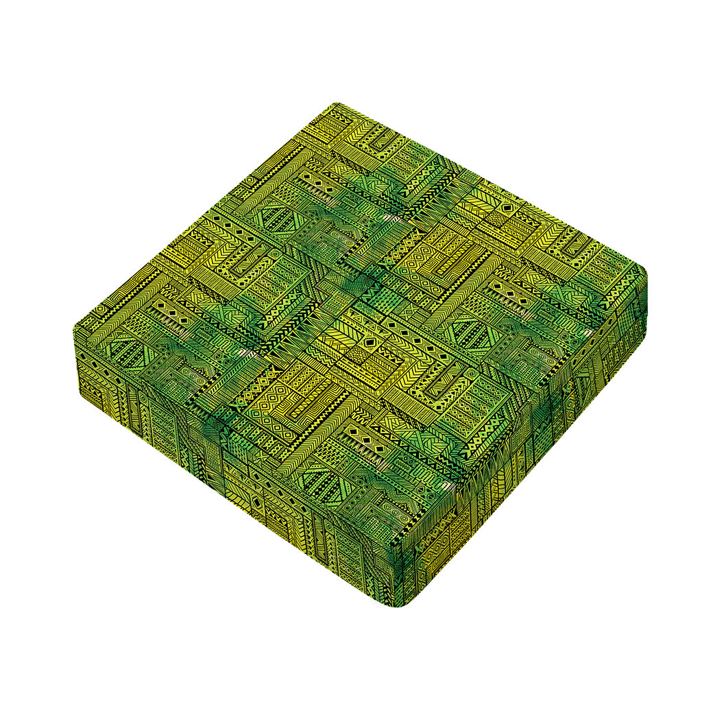 Green And Black African Ethnic Print Outdoor Seat Cushion Cover
