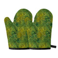 Green And Black African Ethnic Print Oven Mitts