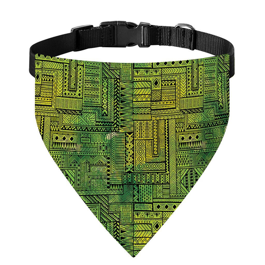 Green And Black African Ethnic Print Over The Collar Dog Bandana