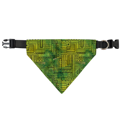 Green And Black African Ethnic Print Over The Collar Dog Bandana