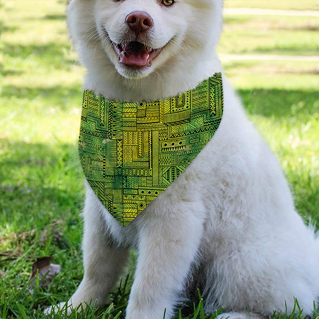 Green And Black African Ethnic Print Over The Collar Dog Bandana