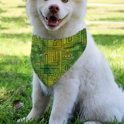 Green And Black African Ethnic Print Over The Collar Dog Bandana