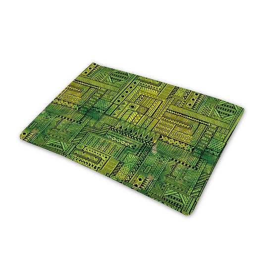 Green And Black African Ethnic Print Pet Cooling Mat Cover