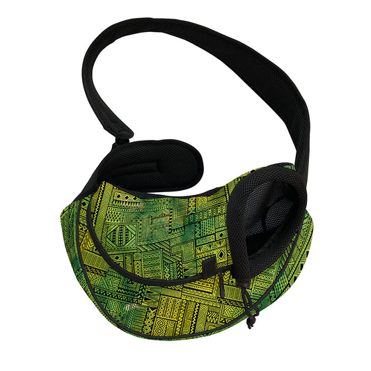 Green And Black African Ethnic Print Pet Sling Carrier