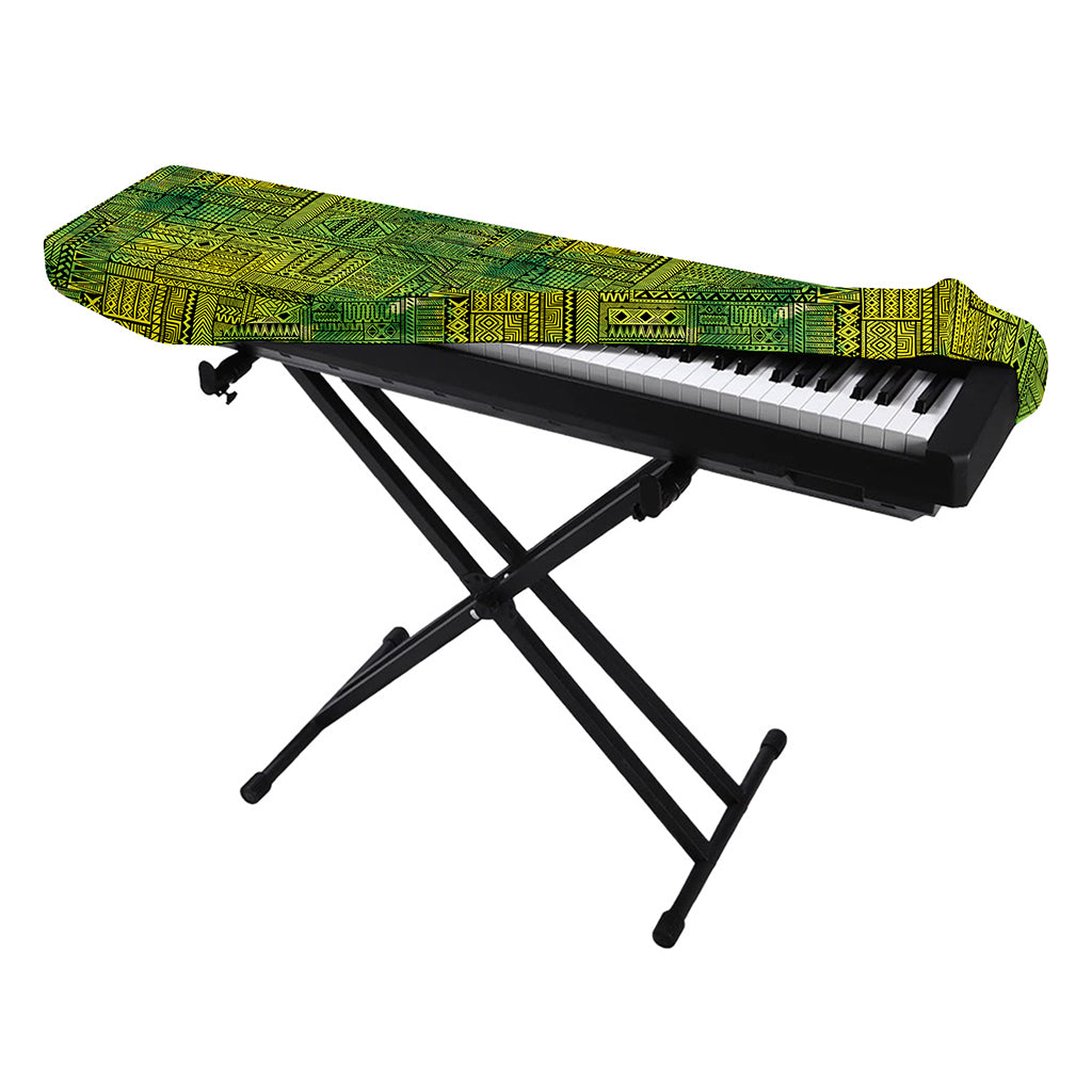 Green And Black African Ethnic Print Piano Keyboard Cover