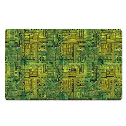 Green And Black African Ethnic Print Polyester Doormat