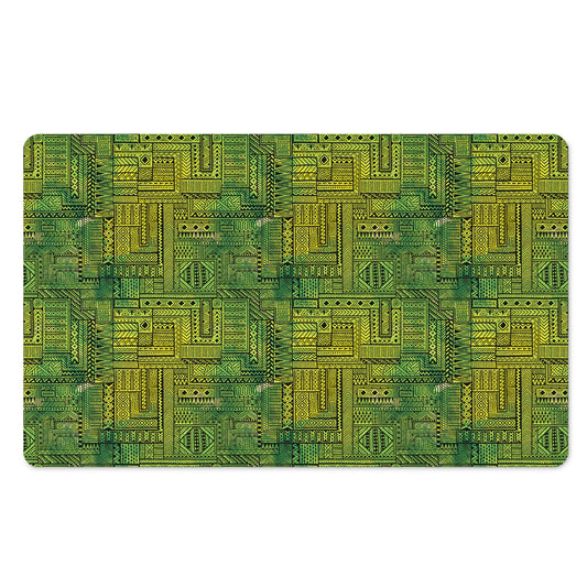 Green And Black African Ethnic Print Polyester Doormat