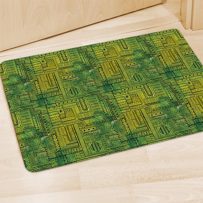 Green And Black African Ethnic Print Polyester Doormat