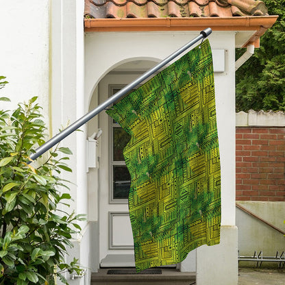 Green And Black African Ethnic Print Polyester Flag
