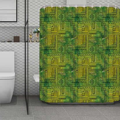 Green And Black African Ethnic Print Polyester Shower Curtain