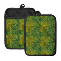 Green And Black African Ethnic Print Pot Holders With Pocket