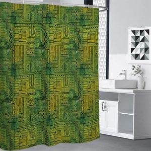 Green And Black African Ethnic Print Premium Shower Curtain