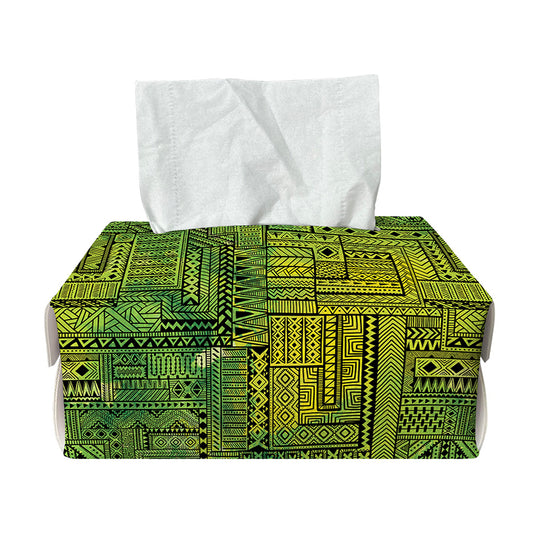 Green And Black African Ethnic Print Rectangle Tissue Box Cover