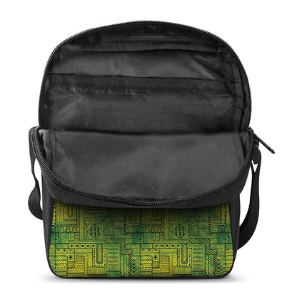 Green And Black African Ethnic Print Rectangular Crossbody Bag