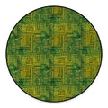 Green And Black African Ethnic Print Round Floor Mat