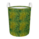 Green And Black African Ethnic Print Round Laundry Basket
