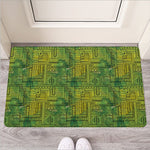 Green And Black African Ethnic Print Rubber Doormat