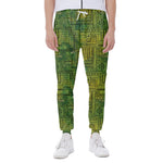 Green And Black African Ethnic Print Scuba Joggers