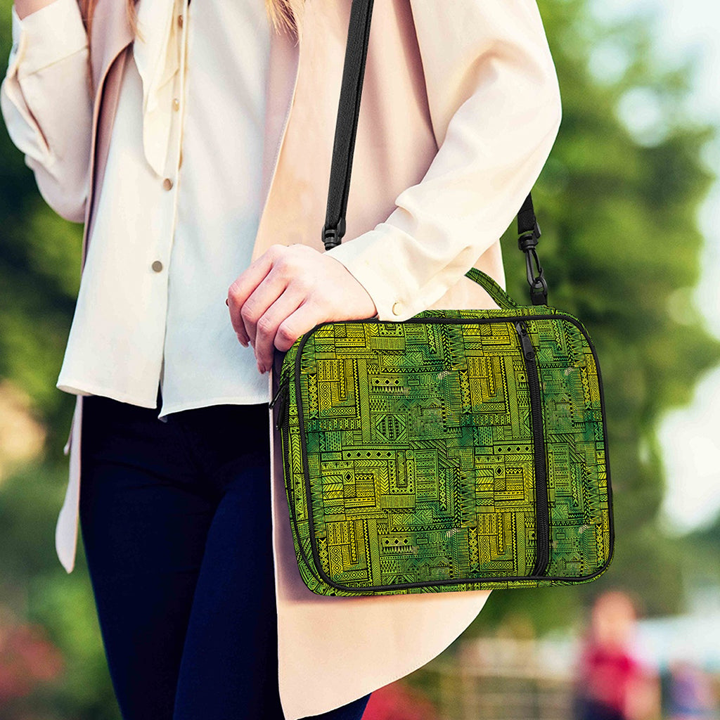 Green And Black African Ethnic Print Shoulder Strap Bible Bag