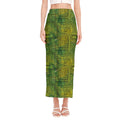 Green And Black African Ethnic Print Side Slit Maxi Skirt