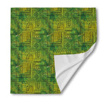 Green And Black African Ethnic Print Silk Bandana