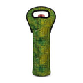 Green And Black African Ethnic Print Single Neoprene Wine Tote