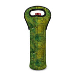 Green And Black African Ethnic Print Single Neoprene Wine Tote