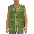 Green And Black African Ethnic Print Sleeveless Baseball Jersey