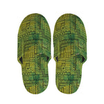 Green And Black African Ethnic Print Slippers