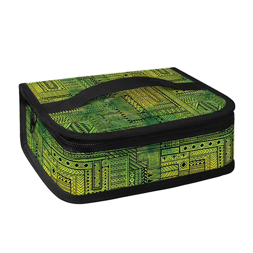 Green And Black African Ethnic Print Small Lunch Bag