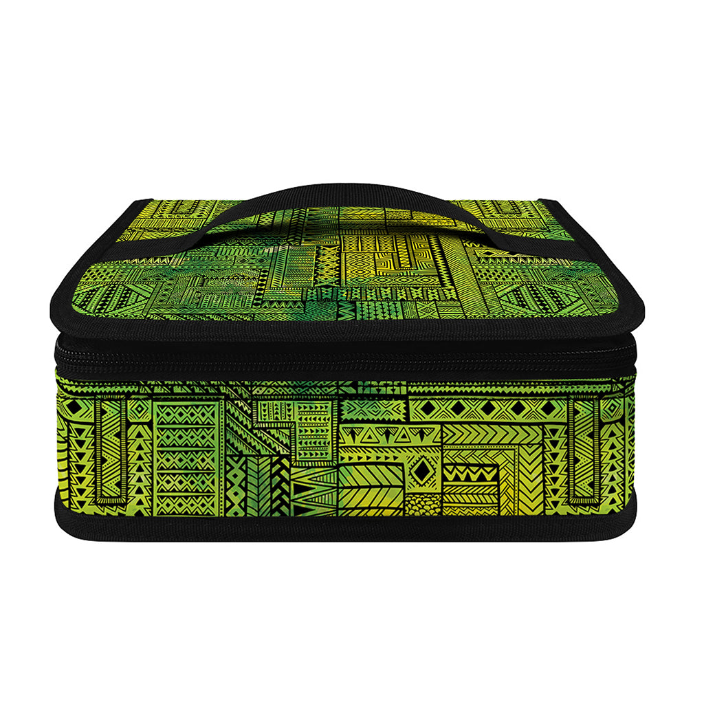 Green And Black African Ethnic Print Small Lunch Bag