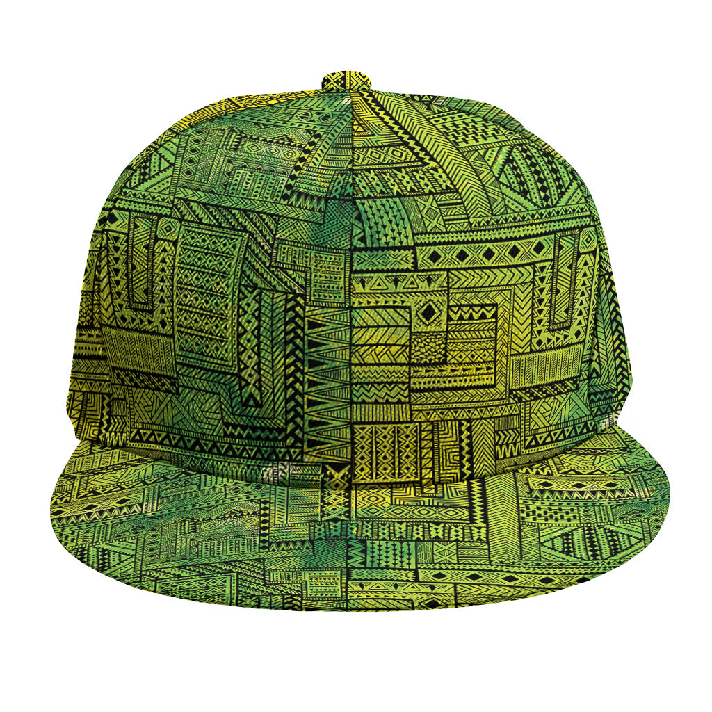 Green And Black African Ethnic Print Snapback Cap