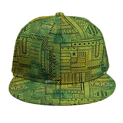 Green And Black African Ethnic Print Snapback Cap