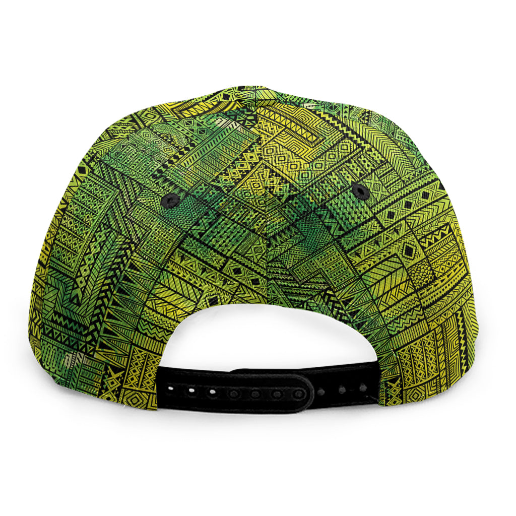 Green And Black African Ethnic Print Snapback Cap