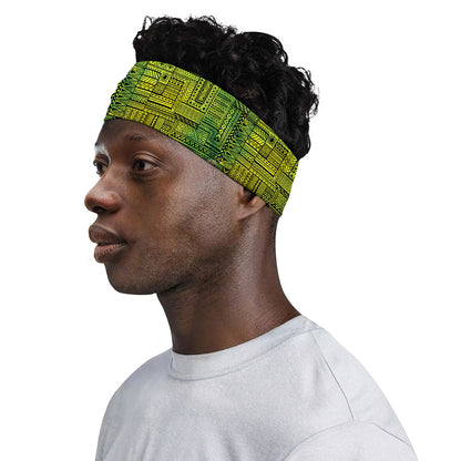 Green And Black African Ethnic Print Sports Headband