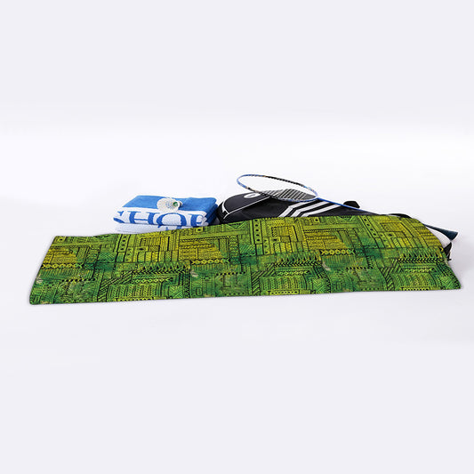 Green And Black African Ethnic Print Sports Towel