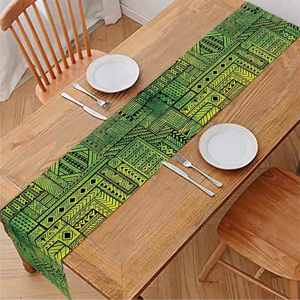 Green And Black African Ethnic Print Table Runner