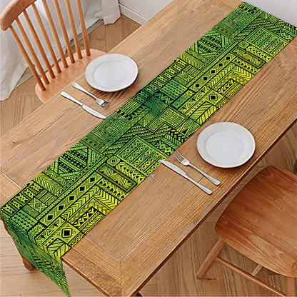 Green And Black African Ethnic Print Table Runner