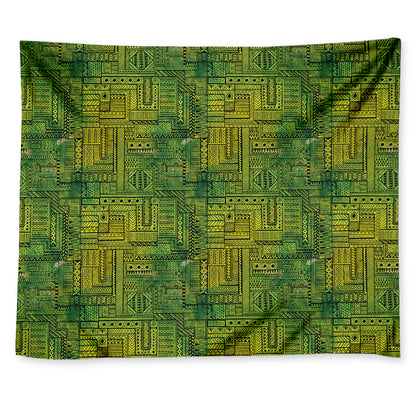 Green And Black African Ethnic Print Tapestry