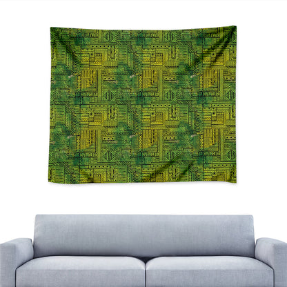 Green And Black African Ethnic Print Tapestry