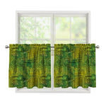 Green And Black African Ethnic Print Tier Curtains