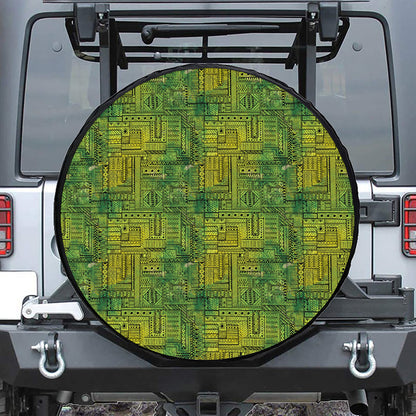 Green And Black African Ethnic Print Tire Cover