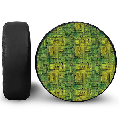 Green And Black African Ethnic Print Tire Cover